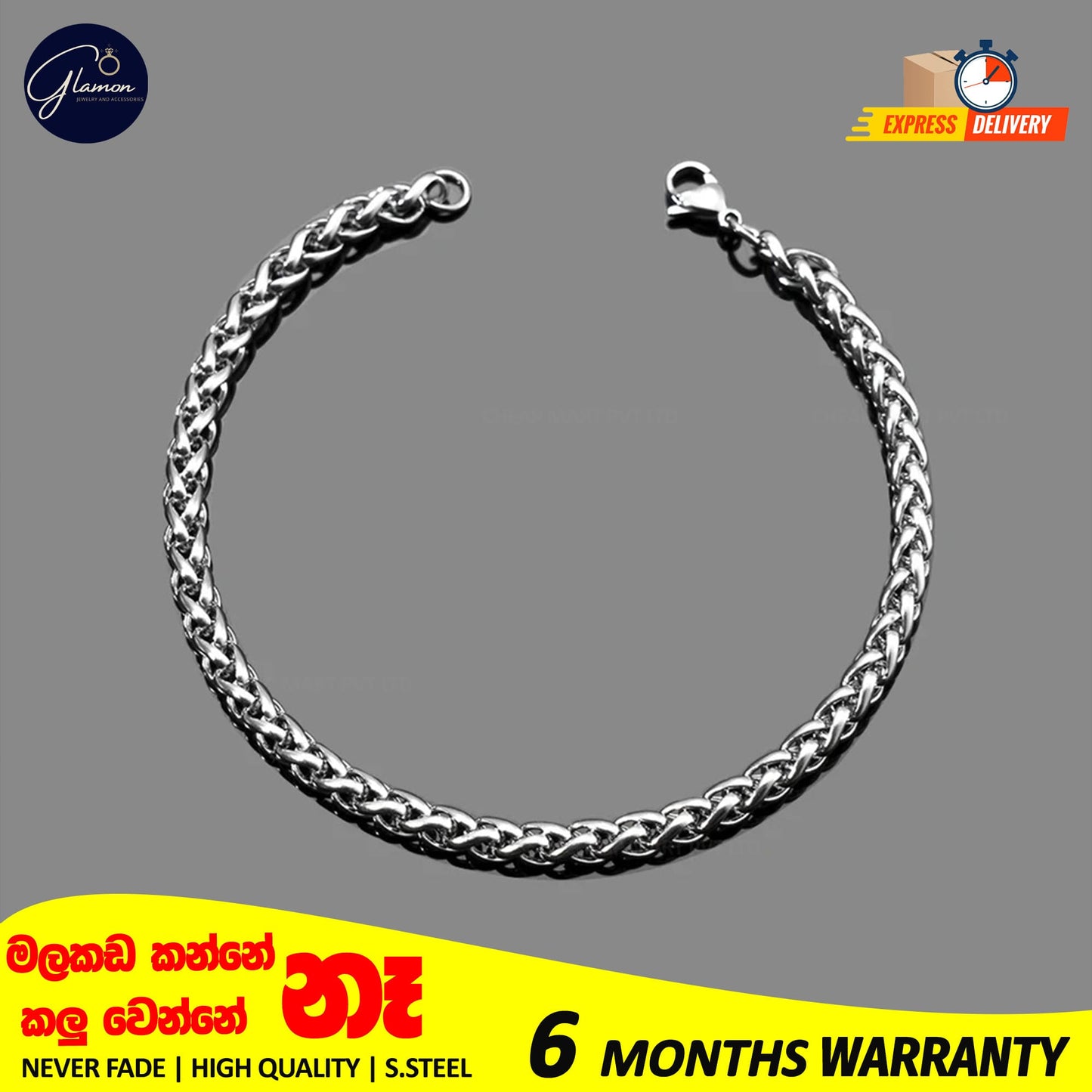Glamon High Quality Stainless Steel 925 Silver Color Wheat Link Chain Bracelet For Men Never Fade Solid Mens Bracelet Fashion jewellery Breslet For Men