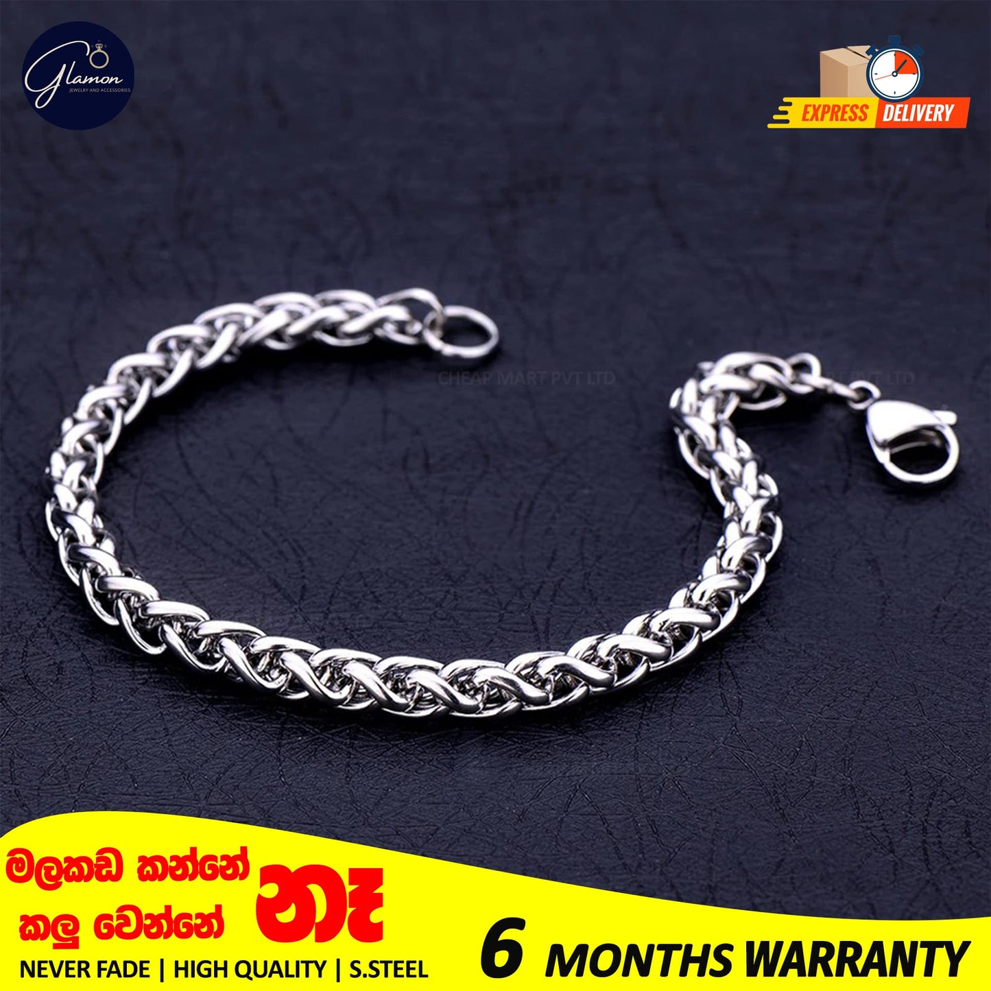 Glamon High Quality Stainless Steel 925 Silver Color Wheat Link Chain Bracelet For Men Never Fade Solid Mens Bracelet Fashion jewellery Breslet For Men