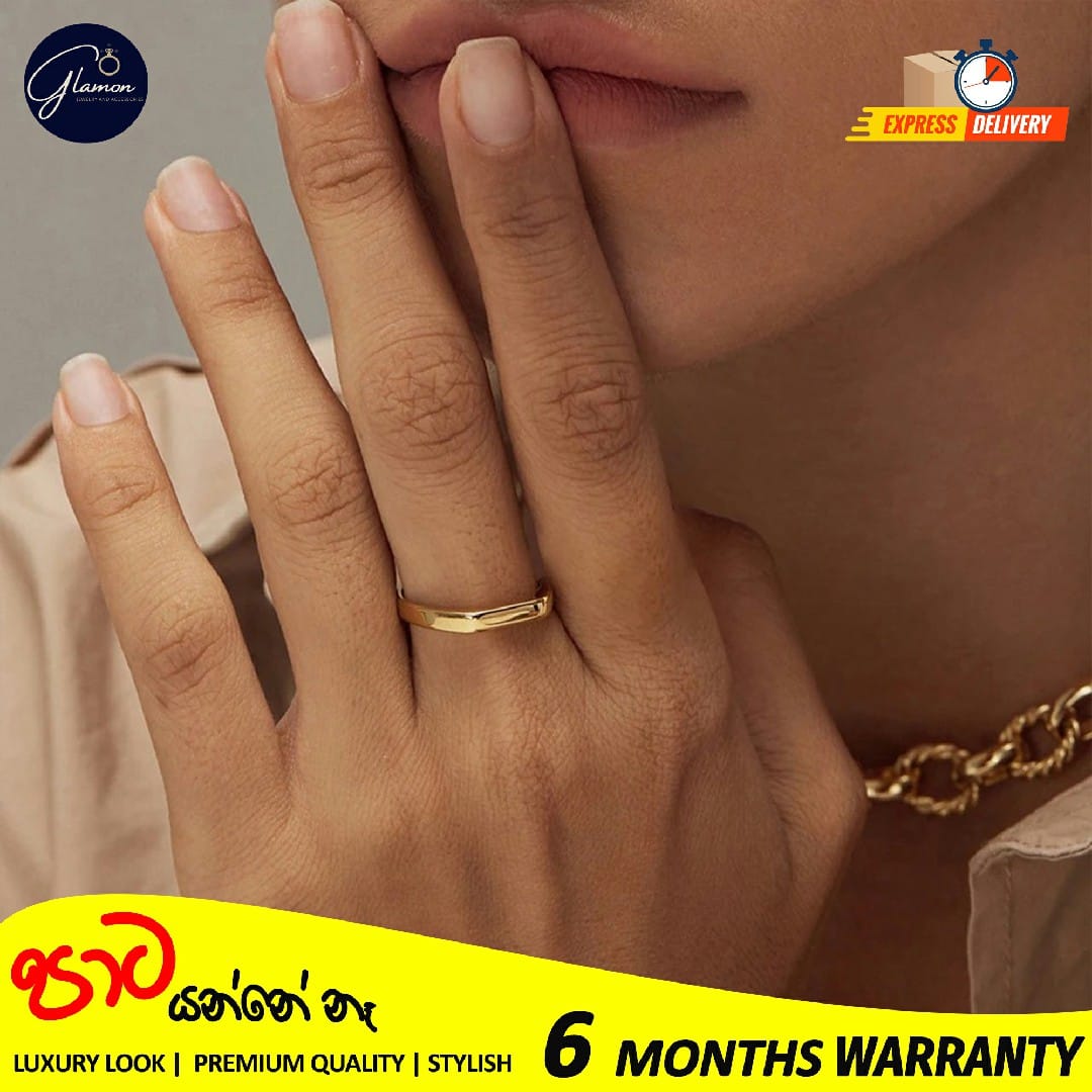 Glamon Premium Quality Simple and Classic Plain Polished Ring Horizontal Strip Stainless Steel Rings for Girls