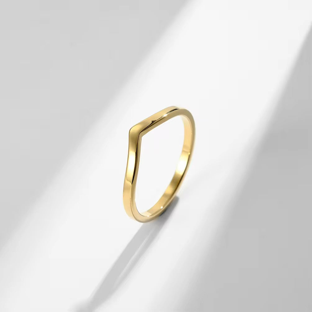 Glamon V-Shape Ring for Women | Gold-Coated Premium Stainless Steel Waterproof Ring