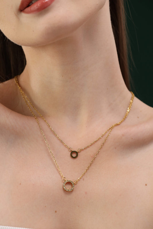Glamon Celeste Circle Necklace for Women – Luxury Gold Coated Waterproof Stainless Steel Chain Necklace for Girls