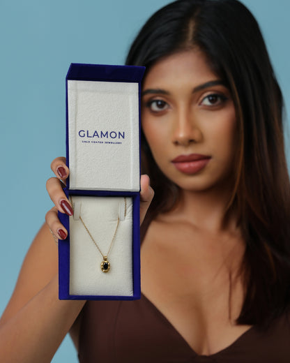 Glamon Black Onyx Necklace for Girls – Gold Coated, Waterproof Jewellery