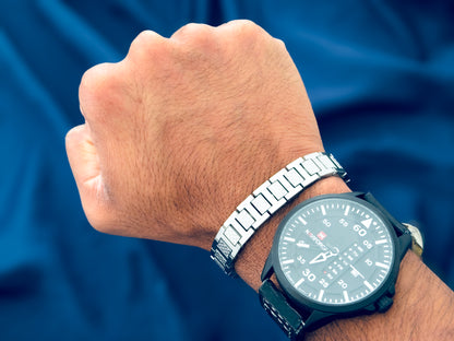 Glamon Monarch Link Bracelet – Luxury Silver Stainless Steel Bracelet for Men | Waterproof Premium Gift with 6-Month Warranty | Sri Lanka Exclusive