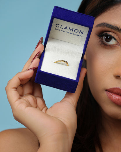 Glamon Twin Grace Ring – Waterproof Double Band Ring for Women | Gold-Coated 316L Stainless Steel
