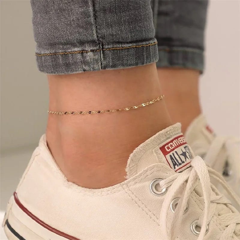 2mm Stainless Steel High Quality Fish Lips Gold Chain anklets for girls Leg Chain Juwellery Beach accessories for girls