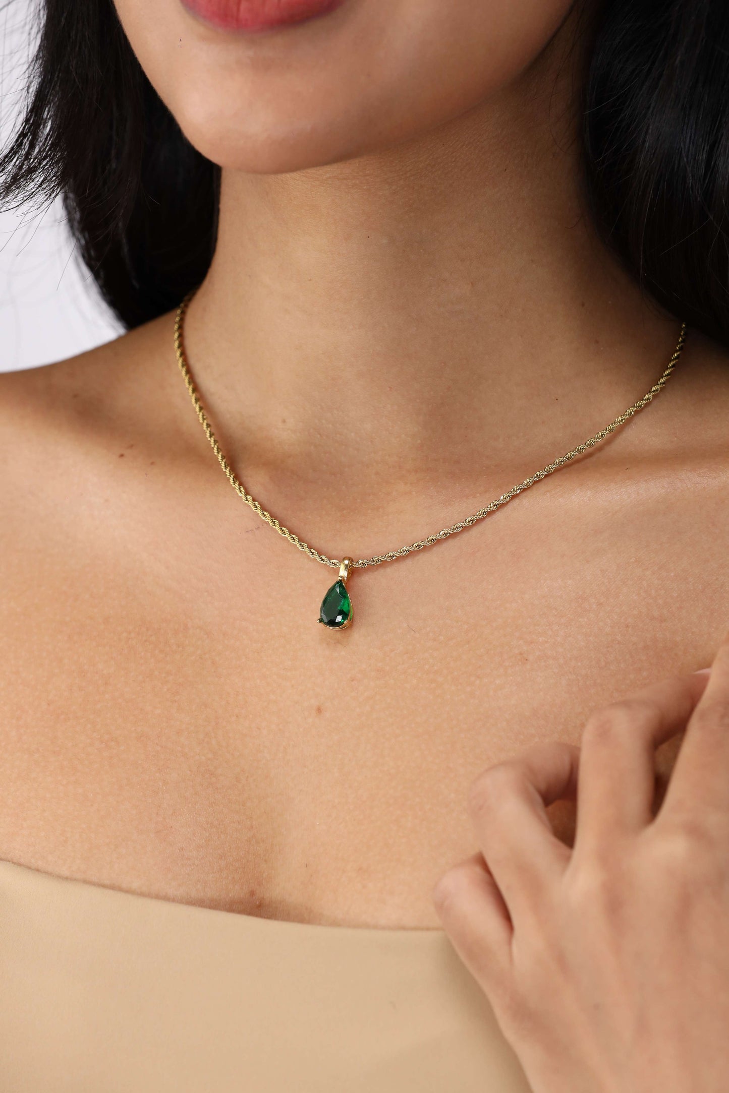 Elegant Birthstone Necklace Gold Coated – Rope Chain Jewelry Gift for Her Sri Lanka