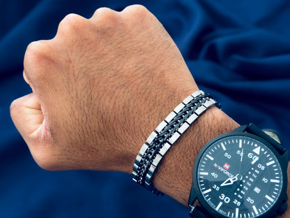 Glamon Titan Weave Bracelet – Dual Tone Silver