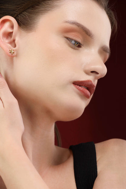 Glamon Blossom Trio Stud Earrings – Petite Floral Gold Coated Minimal Studs for Women Sri Lanka