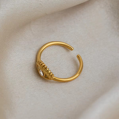 Glamon Evil Eye Ring for Women – Luxury Gold Coated Adjustable Ring, Waterproof CZ Stone Gift for Her