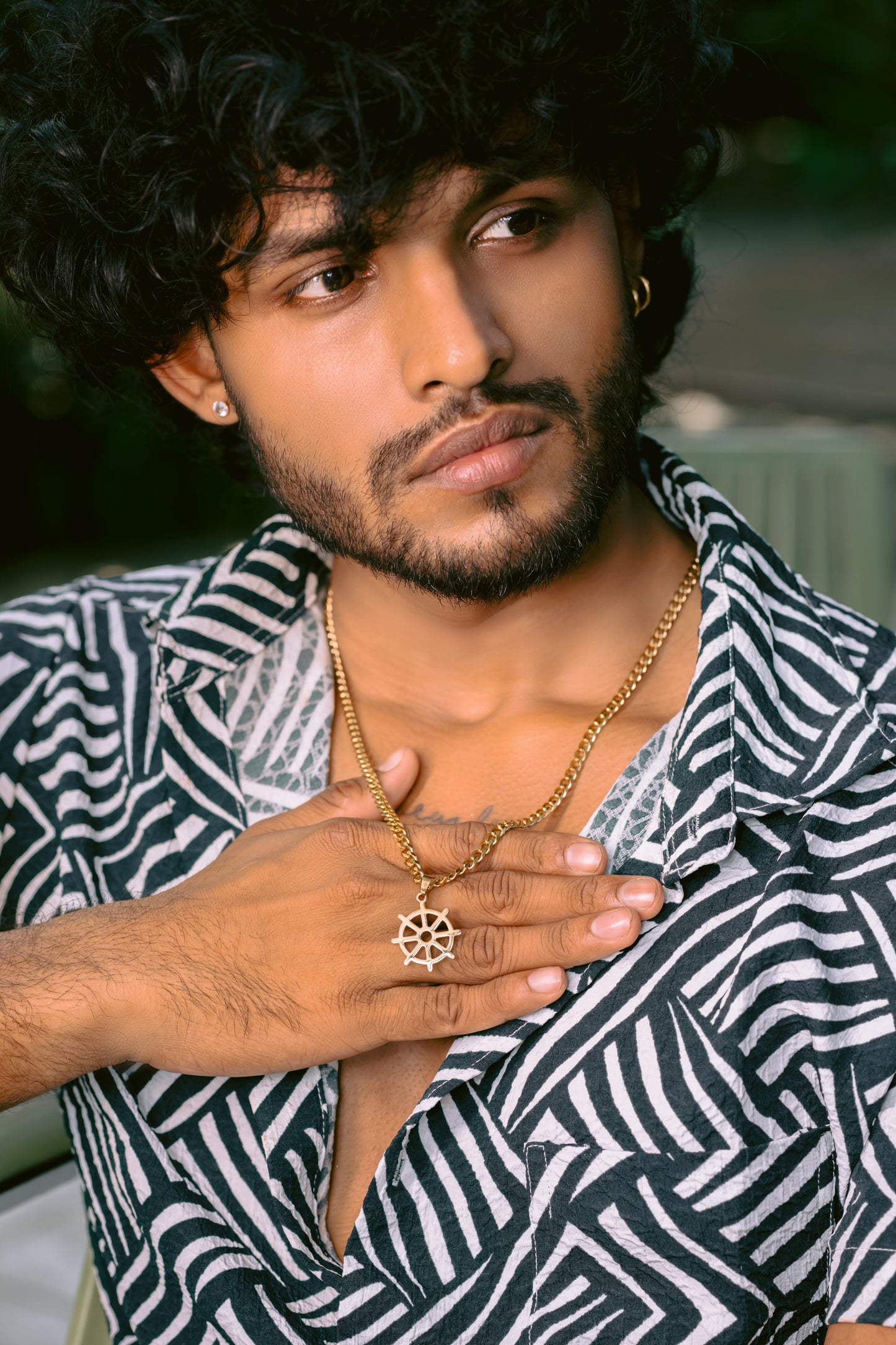 Glamon Darma Chakra Pendant With Cuban Link Chain Necklace- GOLD- Waterproof High Quality Stainless Steel