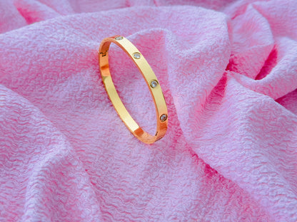 Glamon Luxury Gold Coated Stone Bangle Bracelet for Women Waterproof 316L Stainless Steel | 6 Month Warranty