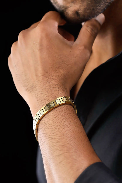 Glamon Monarch Link Bracelet – Luxury Gold-Coated Stainless Steel Bracelet for Men | Waterproof Premium Gift with 6-Month Warranty | Sri Lanka Exclusive