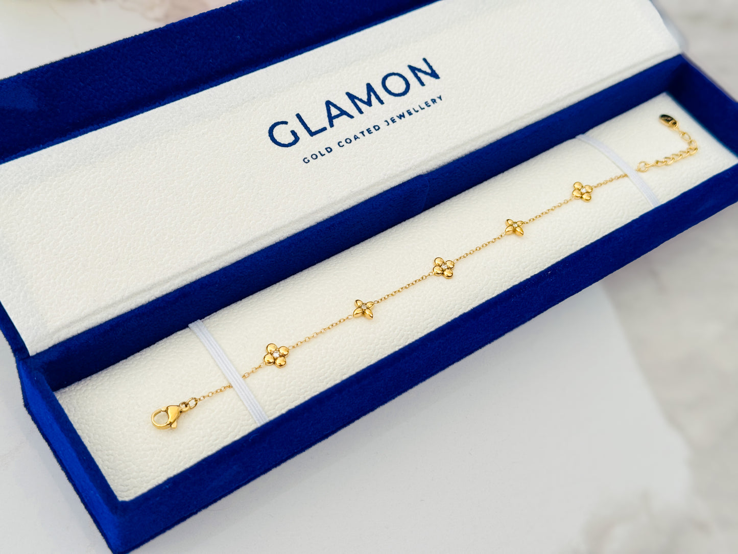 Glamon Soft Blossom Bracelet for Girls – Luxury Gold Coated Waterproof High End Bracelet Premium Gift for Her