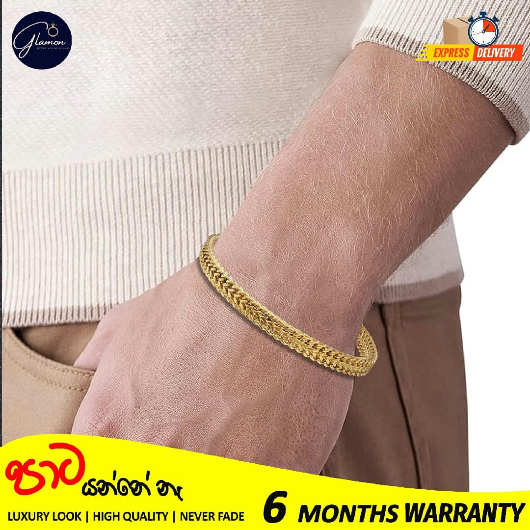 6mm Thick Double Franco Chain Gold Bracelet For Men High Quality Stainless Steel Diamond Cut Bali Foxtail Link Mens Bracelet Boys Gift Items Birthday