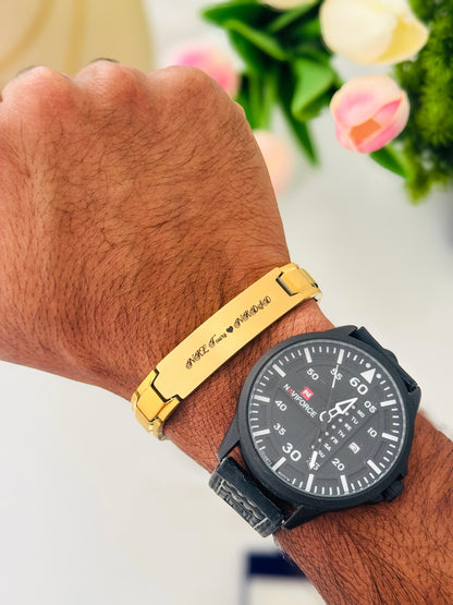 Glamon Alpha Band-Gold Edition-Customized Name Bracelet Gift For Men