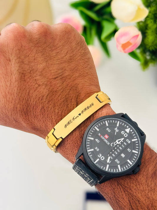 Glamon Alpha Band-Gold Edition-Customized Name Bracelet Gift For Men