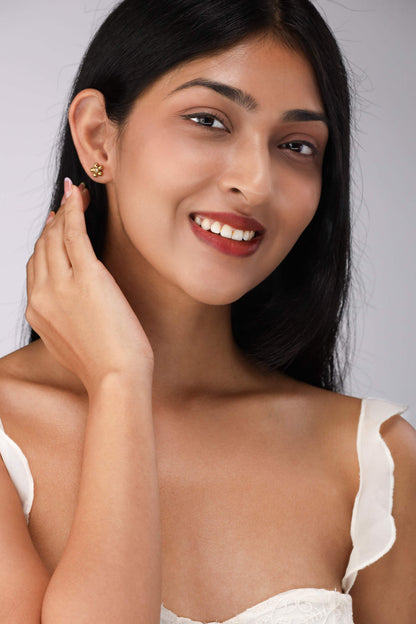 Glamon Golden Petal Earrings – Gold Coated Luxury Floral Stud Earrings for Women Sri Lanka
