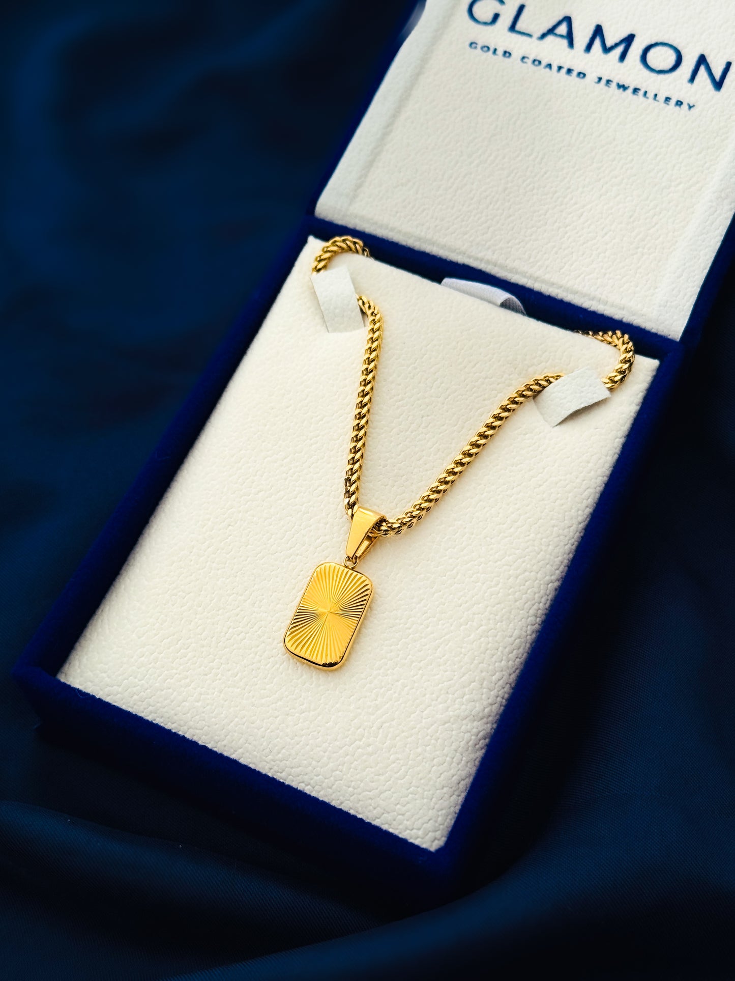 Glamon Solaris Necklace – Premium Gold Coated Pendant with 3mm Franco Chain for Men | Waterproof Stainless Steel