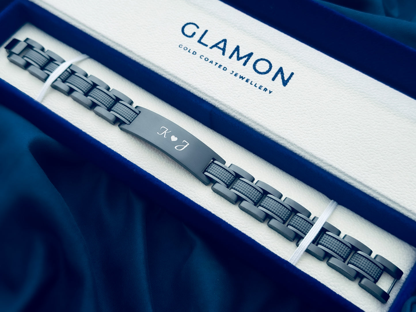 Glamon ZYGMA BLACK EDITION   Name Engraved Bracelet for Men | Premium Luxury Mens Gift