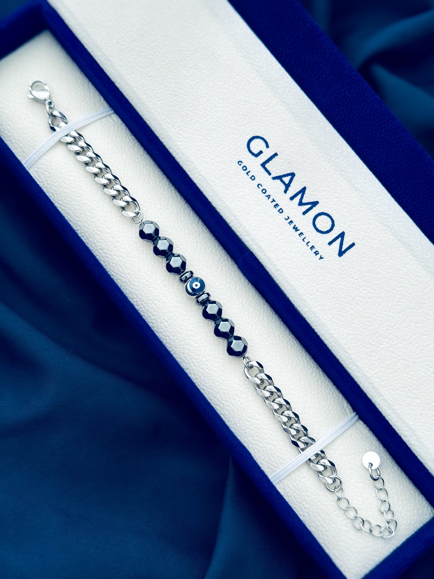 Glamon Aegis Tungsten Evil Eye Bracelet for Men – 316L Stainless Steel Waterproof Luxury Bracelet