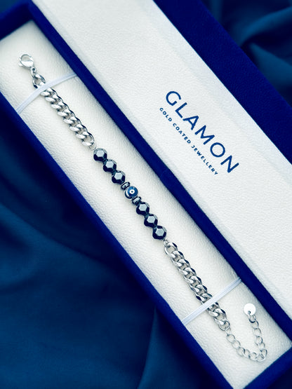 Glamon Aegis Tungsten Evil Eye Bracelet for Men – 316L Stainless Steel Waterproof Luxury Bracelet