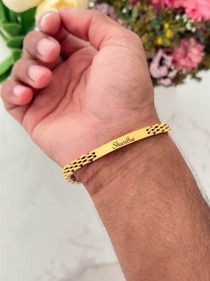 Glamon Personalized Name Engraved Bracelet for Men – Custom Gold Coated Bracelet Gift for Boyfriend Sri Lanka