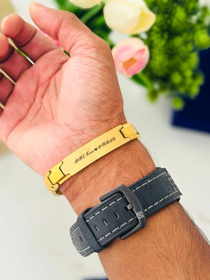 Glamon Alpha Band-Gold Edition-Customized Name Bracelet Gift For Men