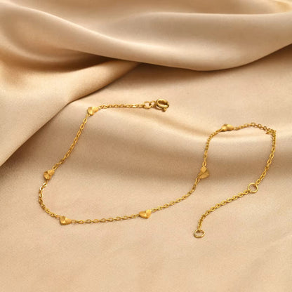 Glamon Golden Love Anklet – Waterproof Heart Chain Ankle Bracelet for Her