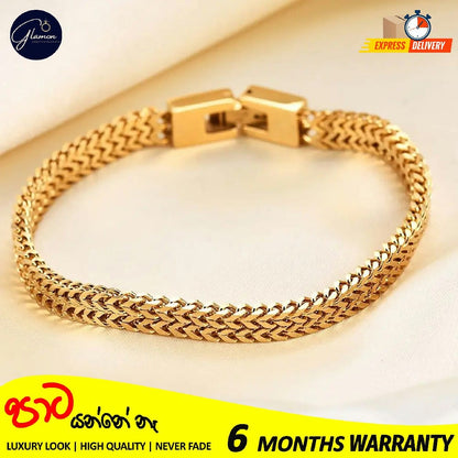 6mm Thick Double Franco Chain Gold Bracelet For Men High Quality Stainless Steel Diamond Cut Bali Foxtail Link Mens Bracelet Boys Gift Items Birthday