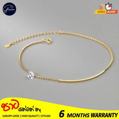 Luxury Design High-End Jewelery Zircon Ankle Charm Gold Plated Ankle Bracelets for Women Stainless Steel Beaded Leg Chain Girls Beach Accessories