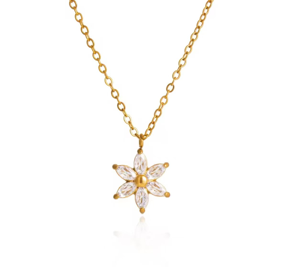 Golden Blossom Flower Necklace for Women | Gold Coated Waterproof Crystal Pendant Necklace