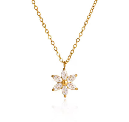 Golden Blossom Flower Necklace for Women | Gold Coated Waterproof Crystal Pendant Necklace