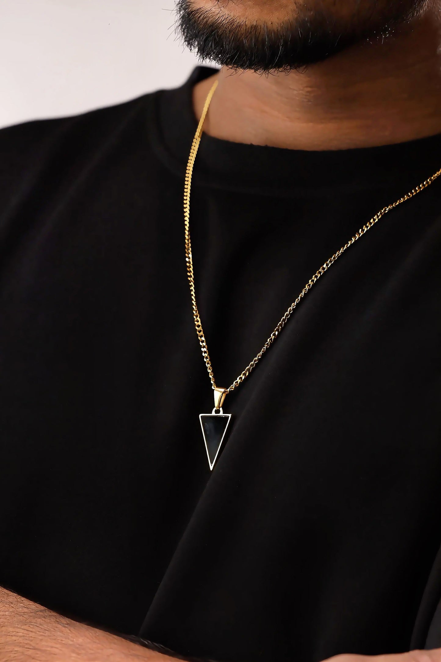 Glamon Shadow Point Necklace – Luxury Gold Pendant Necklace for Men | Premium 316L Stainless Steel | Waterproof Franco Box Chain