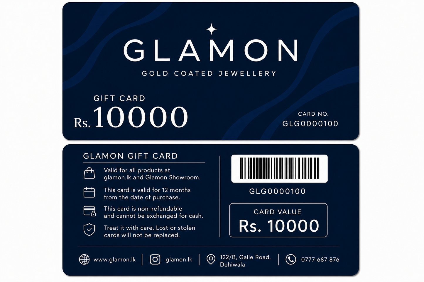 Glamon Gift Card Rs. 10,000 | Premium Jewellery Gift Voucher Sri Lanka