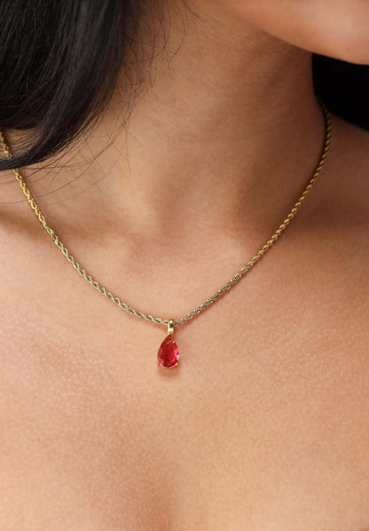 Elegant Birthstone Necklace Gold Coated – Rope Chain Jewelry Gift for Her Sri Lanka