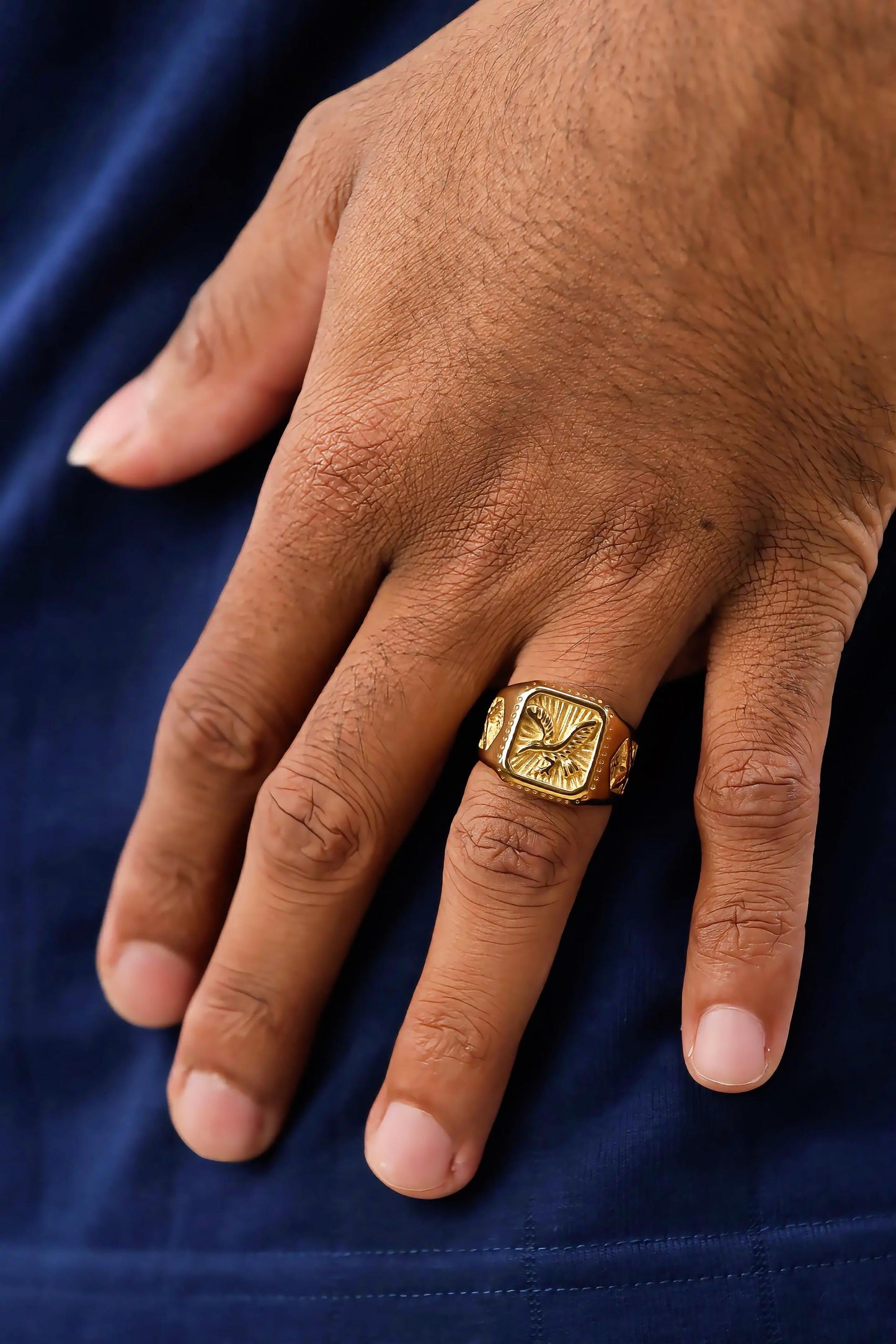 Glamon Royal Eagle Signet Ring for Men | Luxury Gold 316L Stainless Steel Ring