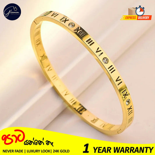 Luxury Roman Numerals Bracelet For Girls High Quality Elegant Bangle For Women Gold Jewellery Stainless Steel Cartier Bangles For Girls Wedding Beslet For Girls CZ Rhinestone Bracelets & Bangles For Women Gifts For Girlfriend