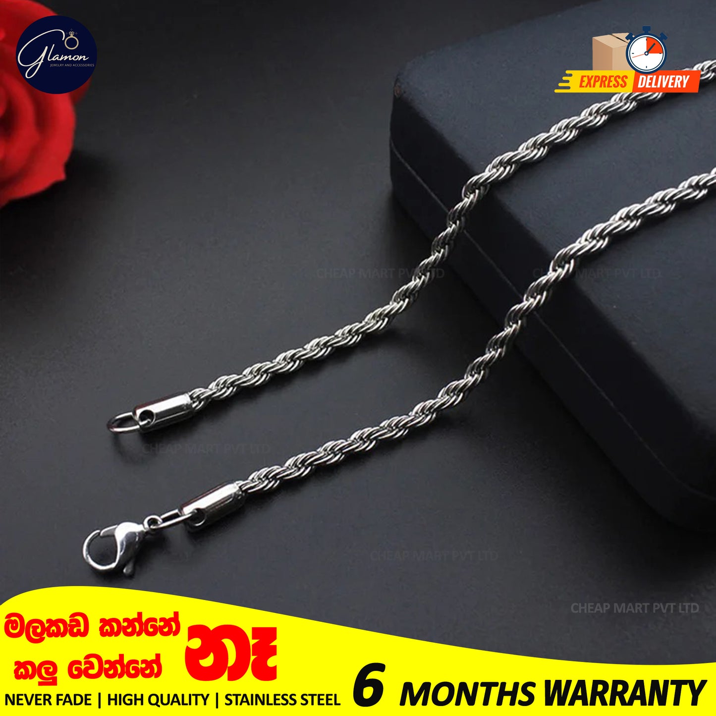 3mm-5mm Rope Chain Necklace Stainless Steel Never Fade Waterproof Men Women Necklaces