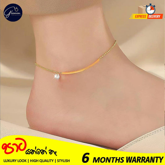 Luxury Design High-End Jewelery Zircon Ankle Charm Gold Plated Ankle Bracelets for Women Stainless Steel Beaded Leg Chain Girls Beach Accessories