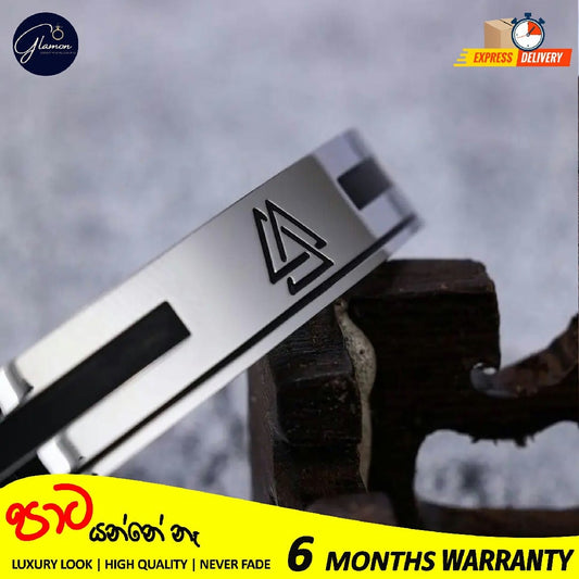 Mens Bangle Vikings Logo Cuff Silver Bracelet For Men 316L Stainless Steel Oval Shape Bangle For Boys Adjustable Mens Bracelet