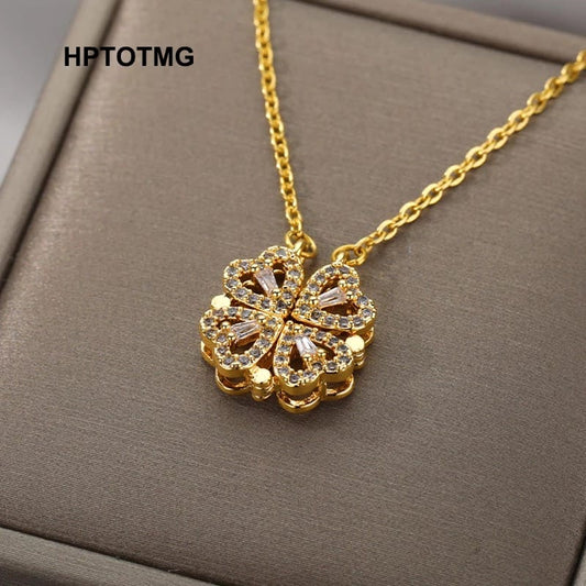 Glamon Vintage Lucky Four Leaf Clover Necklace For Girls