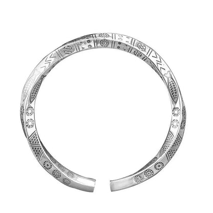 Glamon Vintage Mobius Carved Fish Elephant Totem Silver Bracelet For Men Twist Armband Cuff Open Mens Bracelet Trend Beslet Men Casual Fashion Jewelry Gift