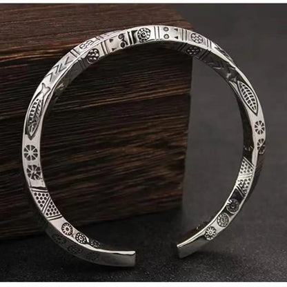 Glamon Vintage Mobius Carved Fish Elephant Totem Silver Bracelet For Men Twist Armband Cuff Open Mens Bracelet Trend Beslet Men Casual Fashion Jewelry Gift