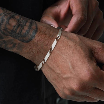 Glamon Silver Bracelet For Men High Quality Stainless Steel Mens Bracelet Bar Link Chain Breslet For Men Bamboo Shape Simple Classic Beslet Men Fashion Jewellery