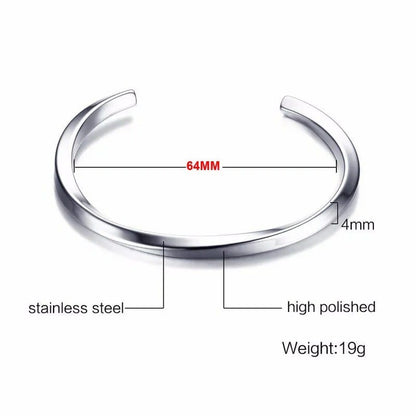 Stainless Steel Bangle for Men Women Simple Twisted Cuff Silver Bracelet Unisex