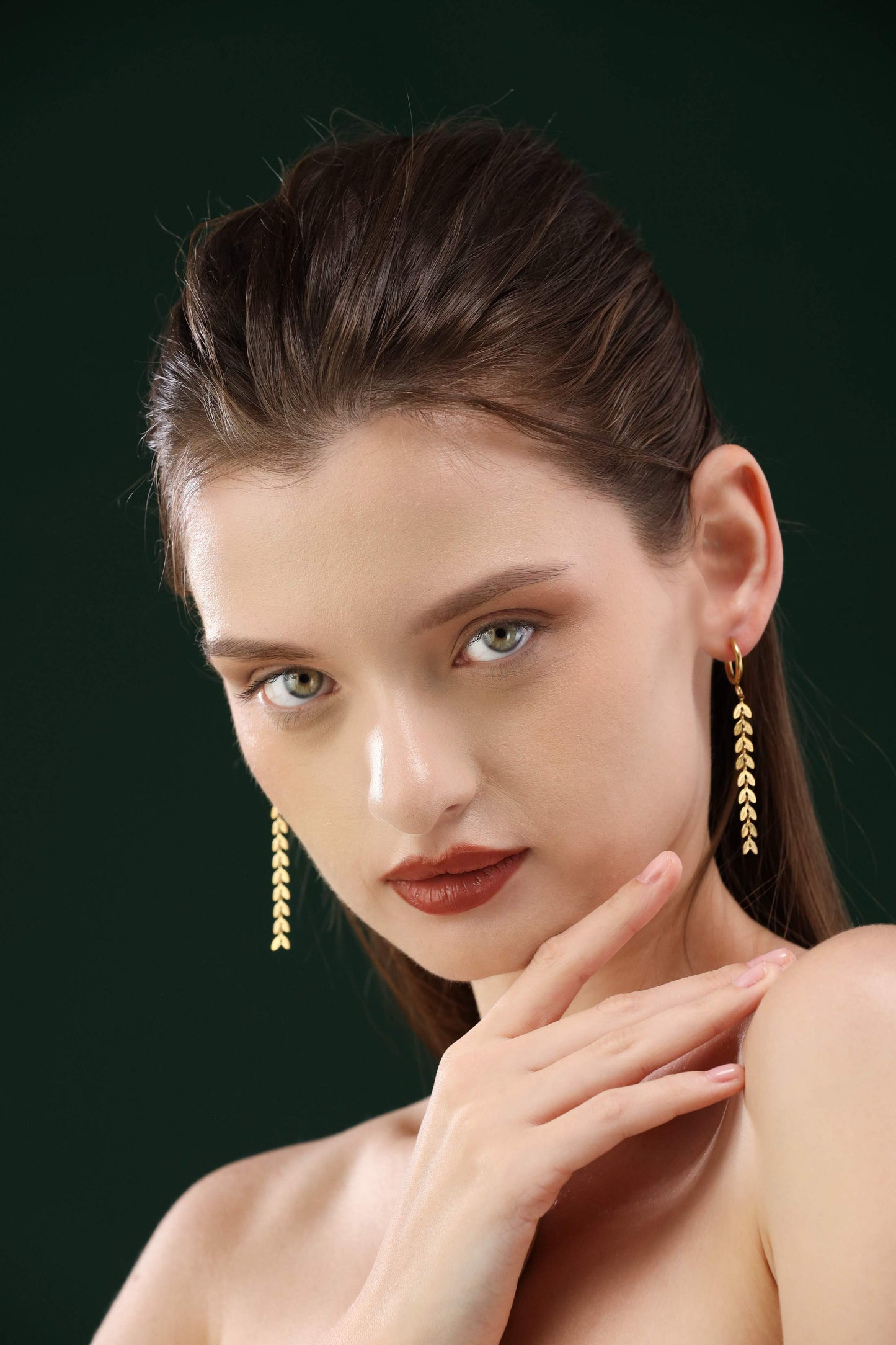 Glamon Falling Petals Earrings – Gold Coated Leaf Drop Earrings for Women Sri Lanka