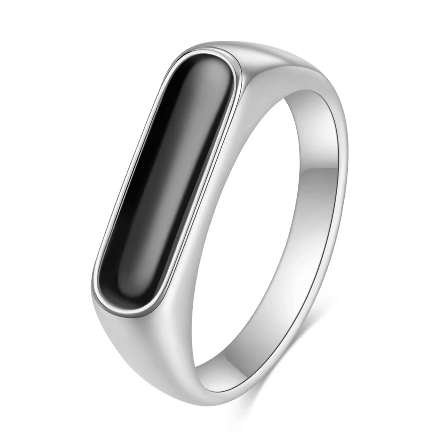 Glamon BlackWave Silver Signet Ring for Men – Premium 316L Stainless Steel Ring | Waterproof Durable Men’s Band