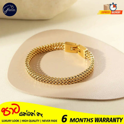 6mm Thick Double Franco Chain Gold Bracelet For Men High Quality Stainless Steel Diamond Cut Bali Foxtail Link Mens Bracelet Boys Gift Items Birthday