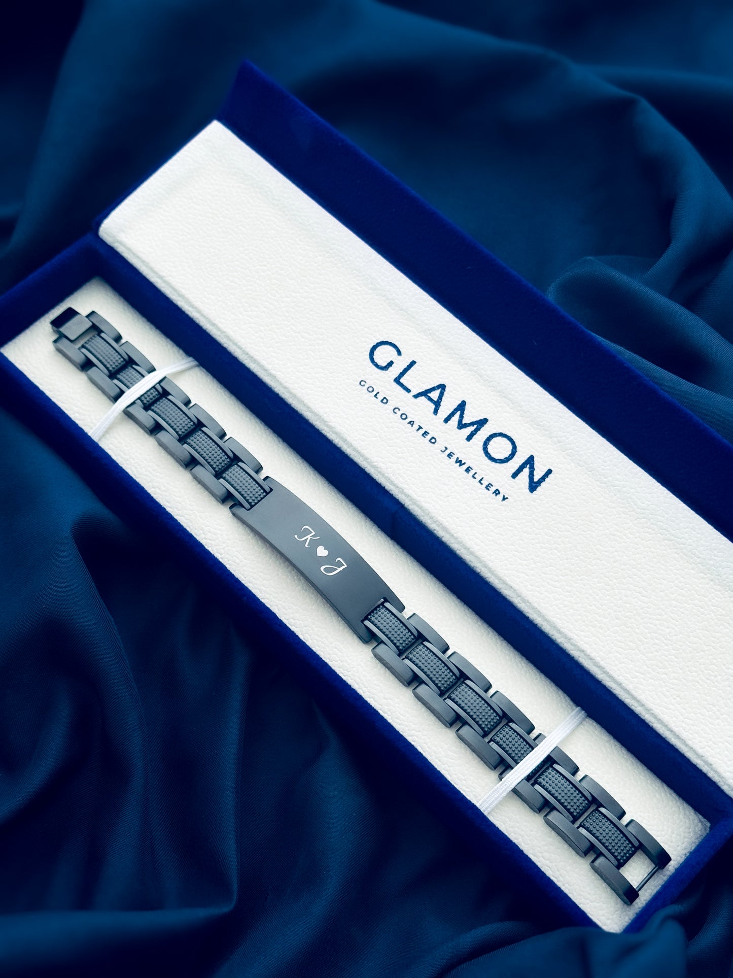 Glamon ZYGMA BLACK EDITION   Name Engraved Bracelet for Men | Premium Luxury Mens Gift