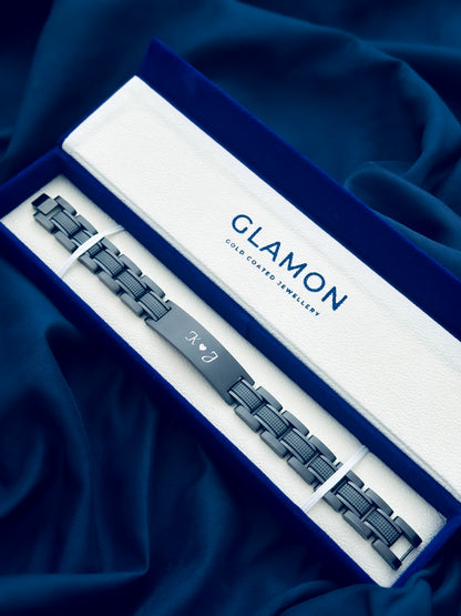 Glamon ZYGMA BLACK EDITION   Name Engraved Bracelet for Men | Premium Luxury Mens Gift